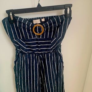 Strapless altard state romper with pockets